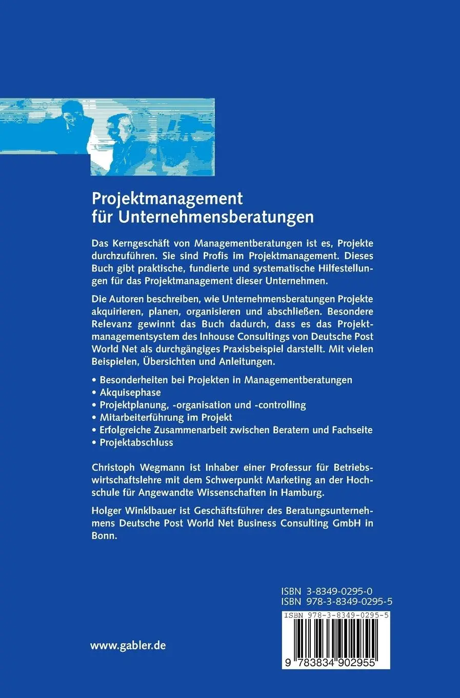 Rückseite: 9783834902955 | Projektmanagement für Unternehmensberatungen | Winklbauer (u. a.)