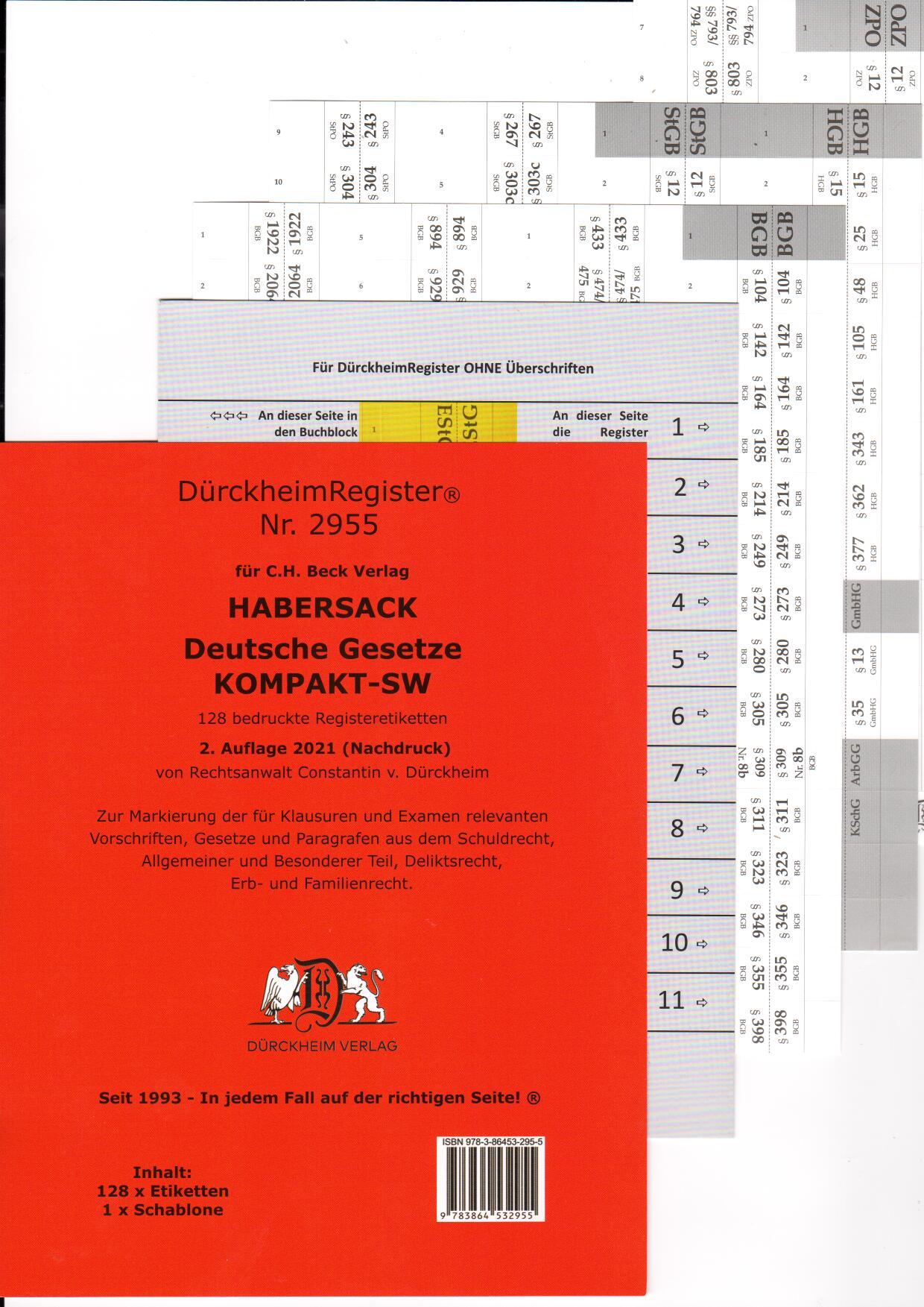 Cover: 9783864532955 | DürckheimRegister® HABERSACK KOMPAKT SW OHNE Stichworte | Dürckheim