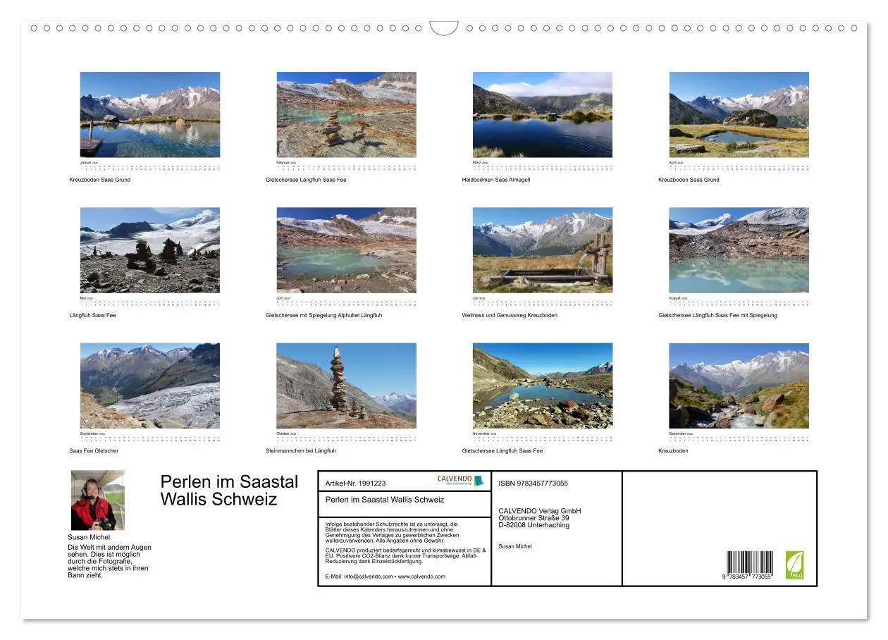 Bild: 9783457773055 | Perlen im Saastal Wallis Schweiz (Wandkalender 2026 DIN A2 quer),...
