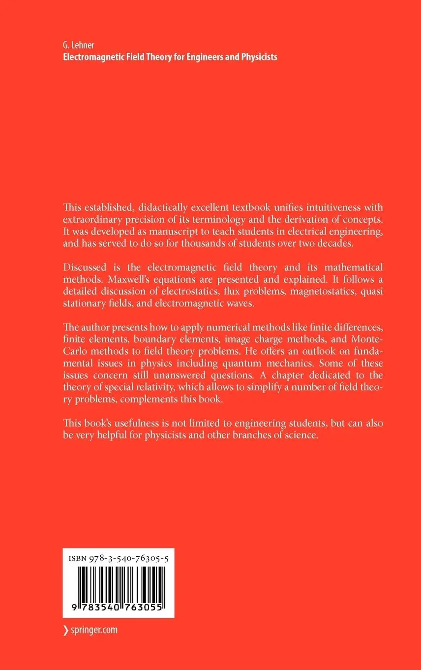 Rückseite: 9783540763055 | Electromagnetic Field Theory for Engineers and Physicists | Lehner