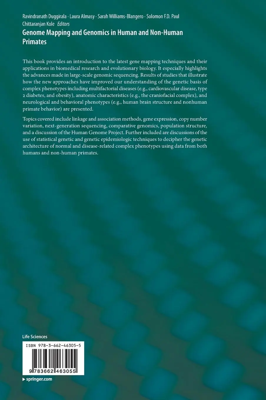 Rückseite: 9783662463055 | Genome Mapping and Genomics in Human and Non-Human Primates | Buch