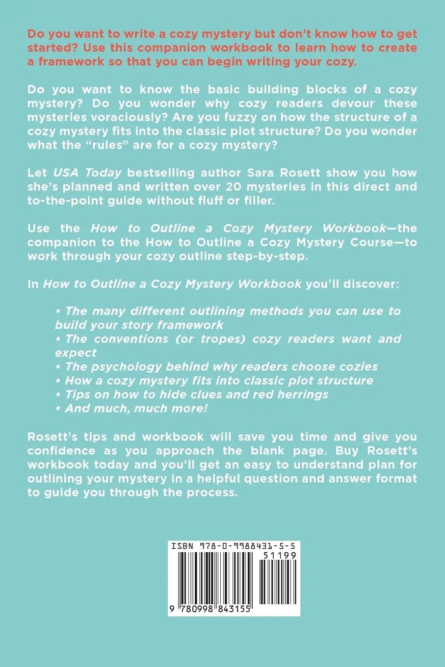 Rückseite: 9780998843155 | How to Outline a Cozy Mystery Workbook | Sara Rosett | Taschenbuch