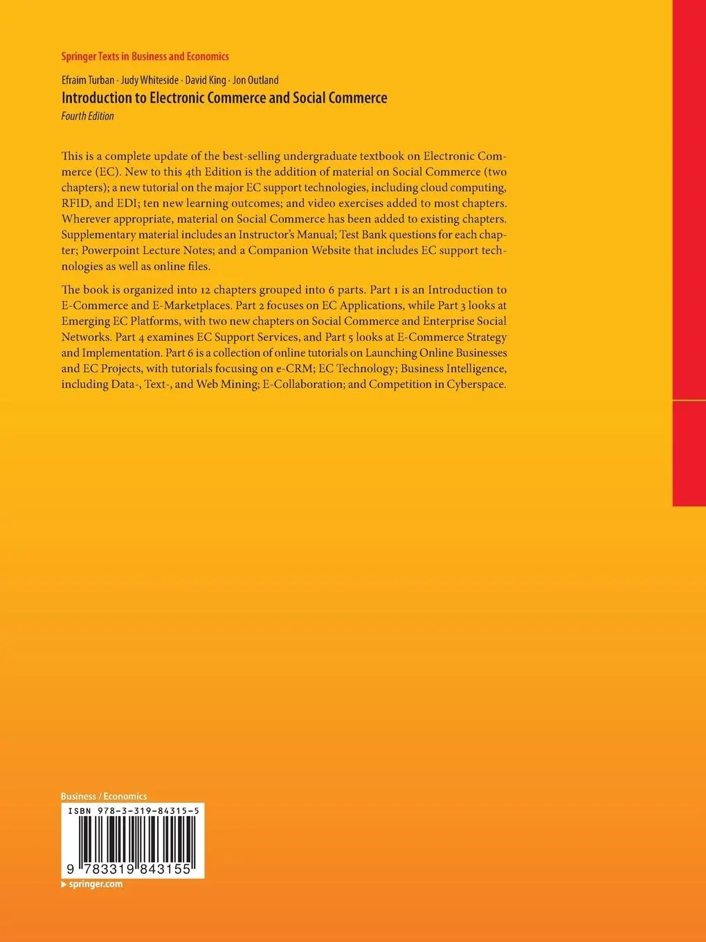 Rückseite: 9783319843155 | Introduction to Electronic Commerce and Social Commerce | Taschenbuch