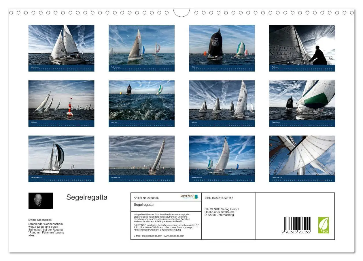 Bild: 9783516233155 | Segelregatta (Wandkalender 2026 DIN A3 quer), CALVENDO Monatskalender