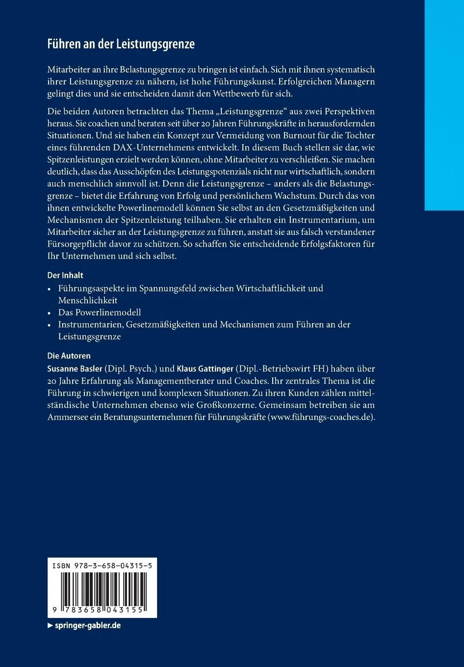 Rückseite: 9783658043155 | Führen an der Leistungsgrenze | Instrumentarium für Führungskräfte | x