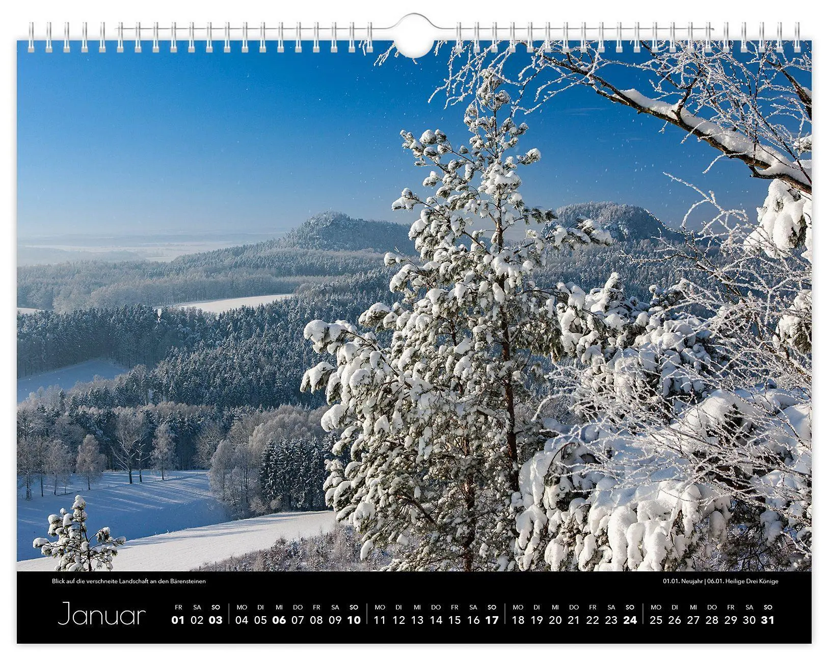 Bild: 9783912303155 | Kalender Sächsische Schweiz 2027 | 40 x 30 cm schwarzes Kalendarium