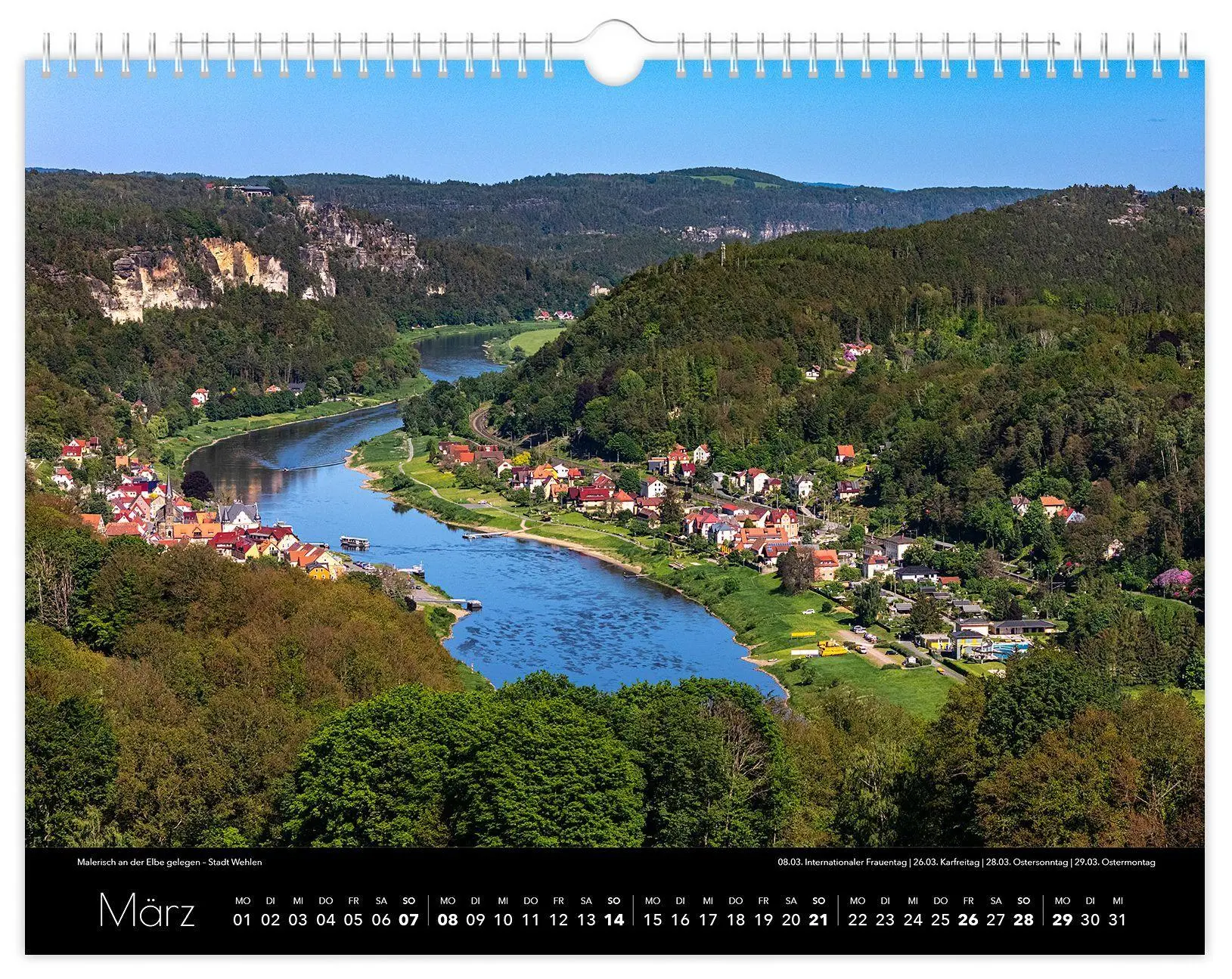Bild: 9783912303155 | Kalender Sächsische Schweiz 2027 | 40 x 30 cm schwarzes Kalendarium
