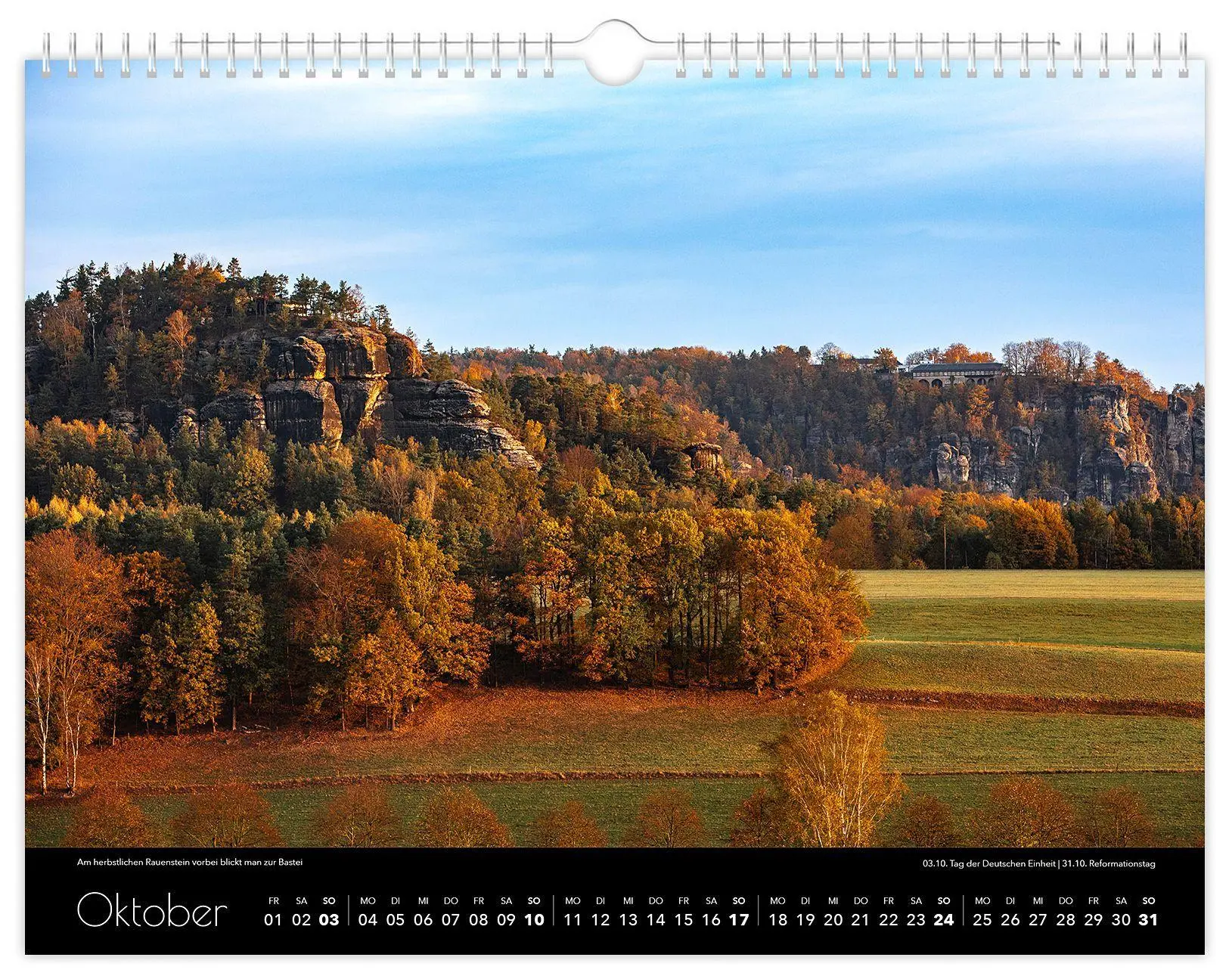 Bild: 9783912303155 | Kalender Sächsische Schweiz 2027 | 40 x 30 cm schwarzes Kalendarium