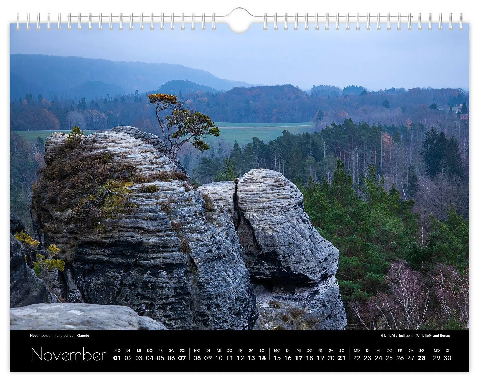 Bild: 9783912303155 | Kalender Sächsische Schweiz 2027 | 40 x 30 cm schwarzes Kalendarium