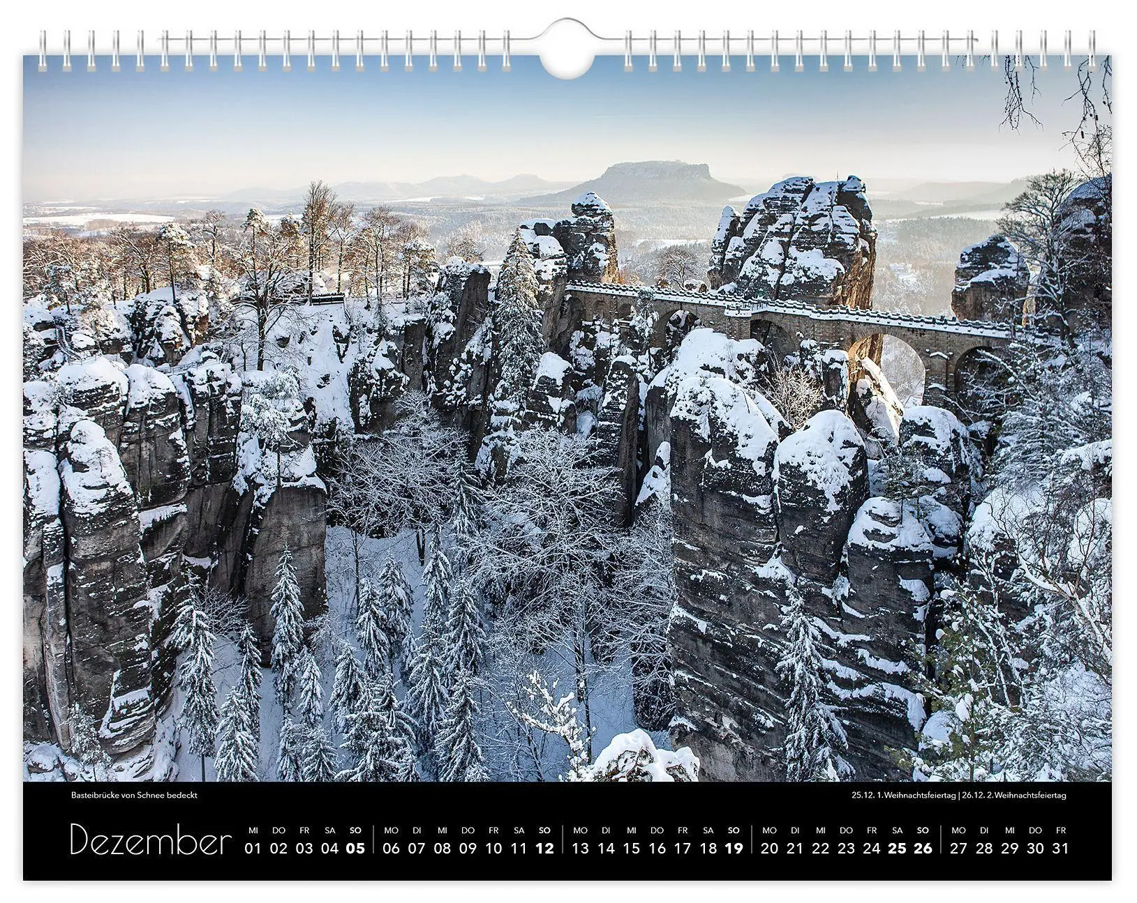 Bild: 9783912303155 | Kalender Sächsische Schweiz 2027 | 40 x 30 cm schwarzes Kalendarium