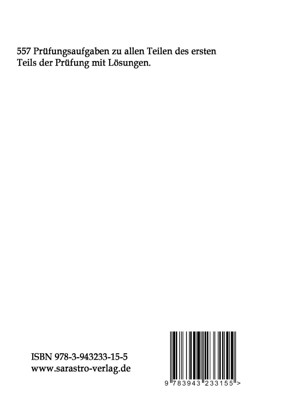 Rückseite: 9783943233155 | Barmeister - 300 Prüfungsfragen zum 1. Prüfungsteil | Lais Systeme