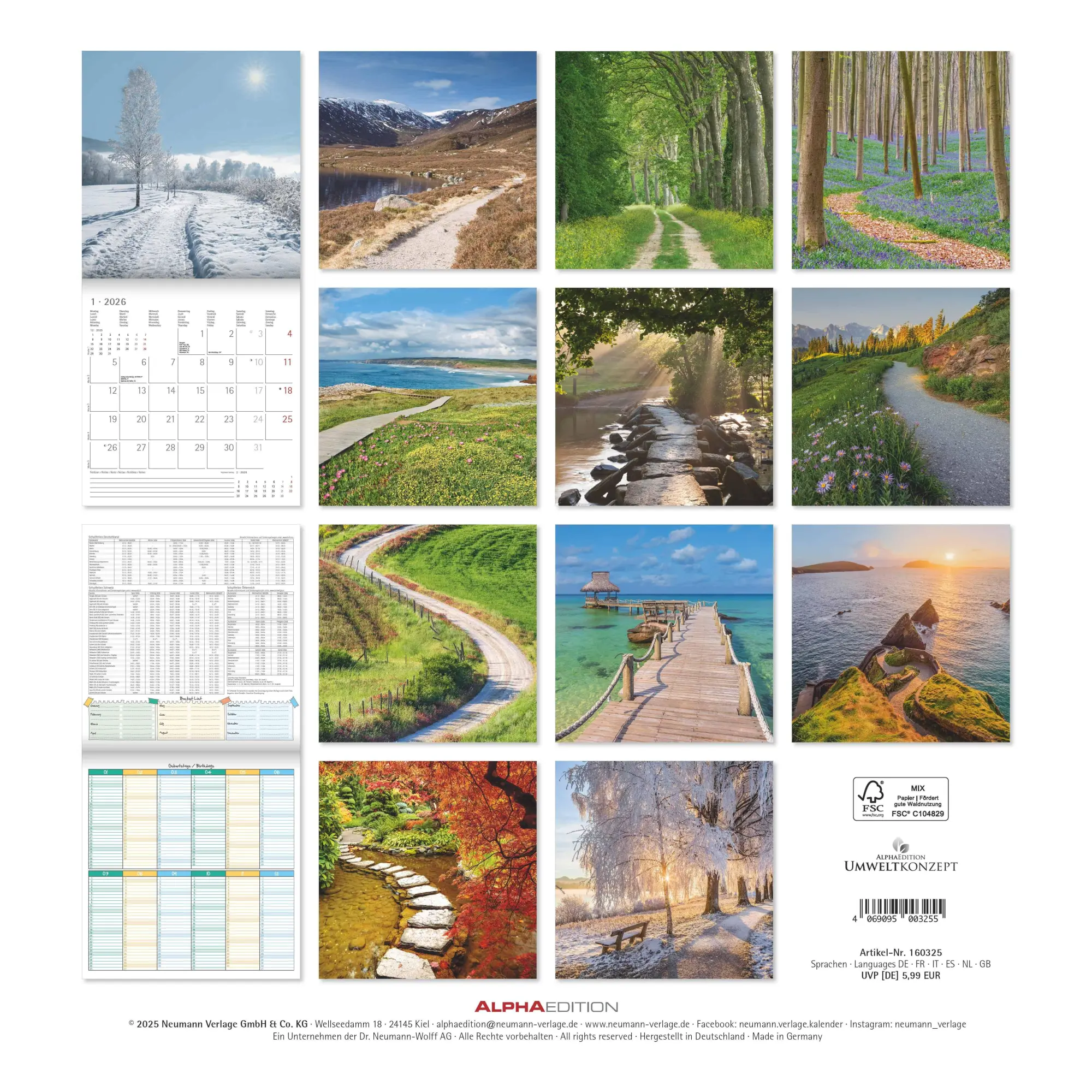 Rückseite: 4069095003255 | Wege 2026 - Broschürenkalender 30x30 cm (30x60 geöffnet) - Kalender...