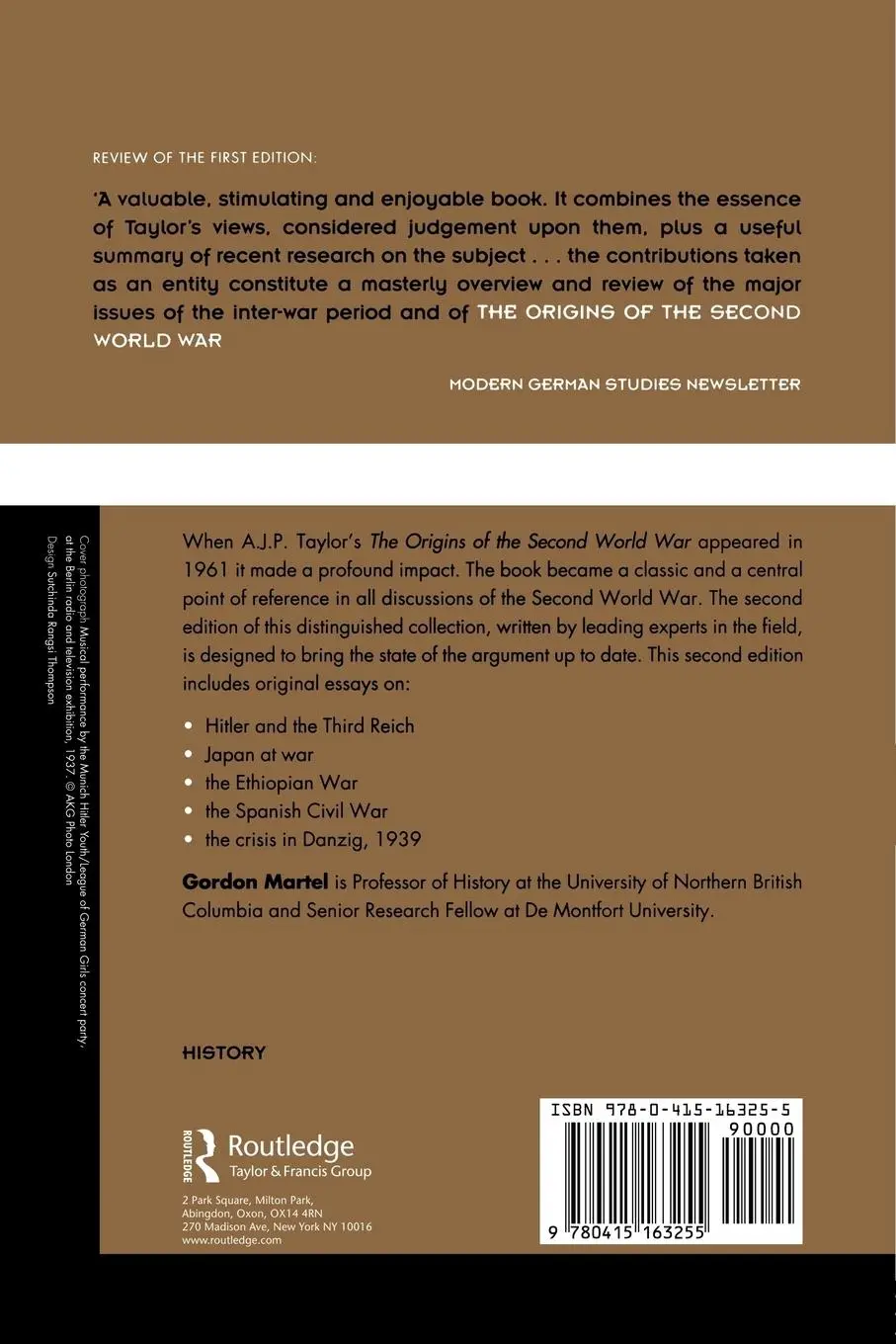 Rückseite: 9780415163255 | Origins of the Second World War Reconsidered | Gordon Martel | Buch