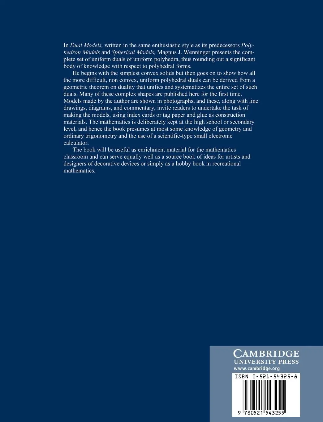 Rückseite: 9780521543255 | Dual Models | Magnus J. Wenninger (u. a.) | Taschenbuch | Englisch
