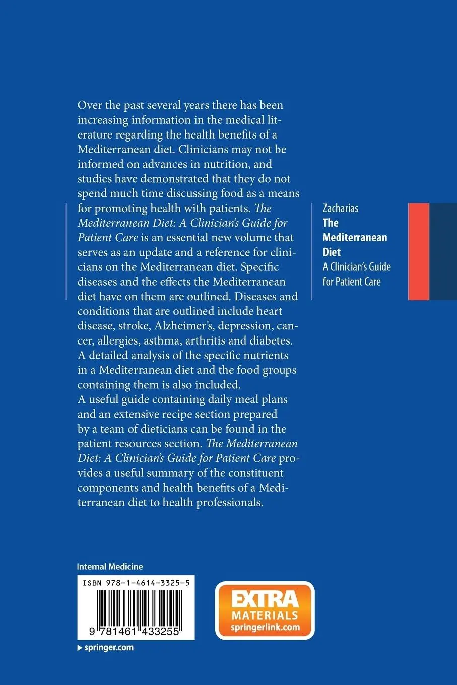 Rückseite: 9781461433255 | The Mediterranean Diet | A Clinician's Guide for Patient Care | Buch