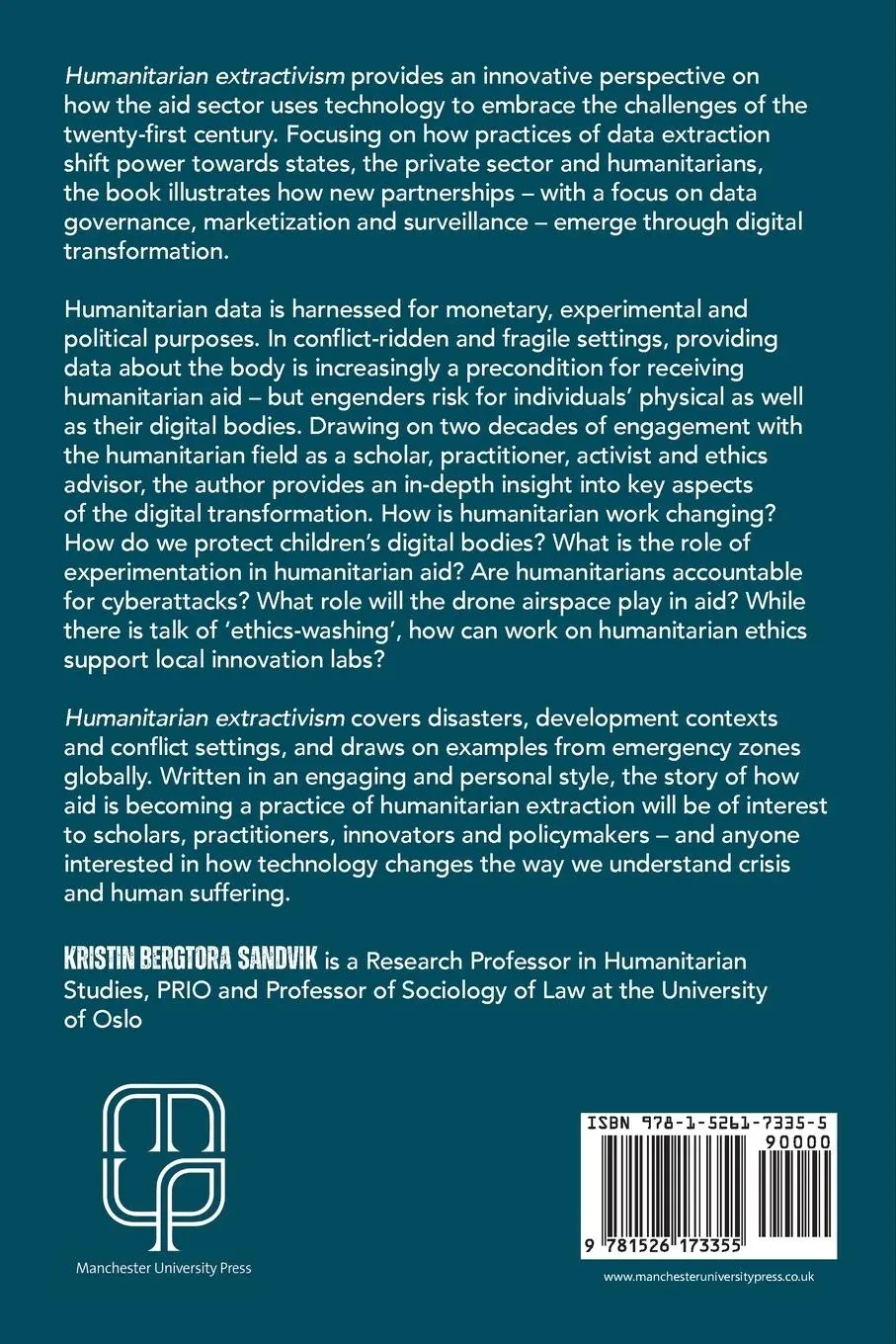 Rückseite: 9781526173355 | Humanitarian extractivism | The digital transformation of aid | Buch