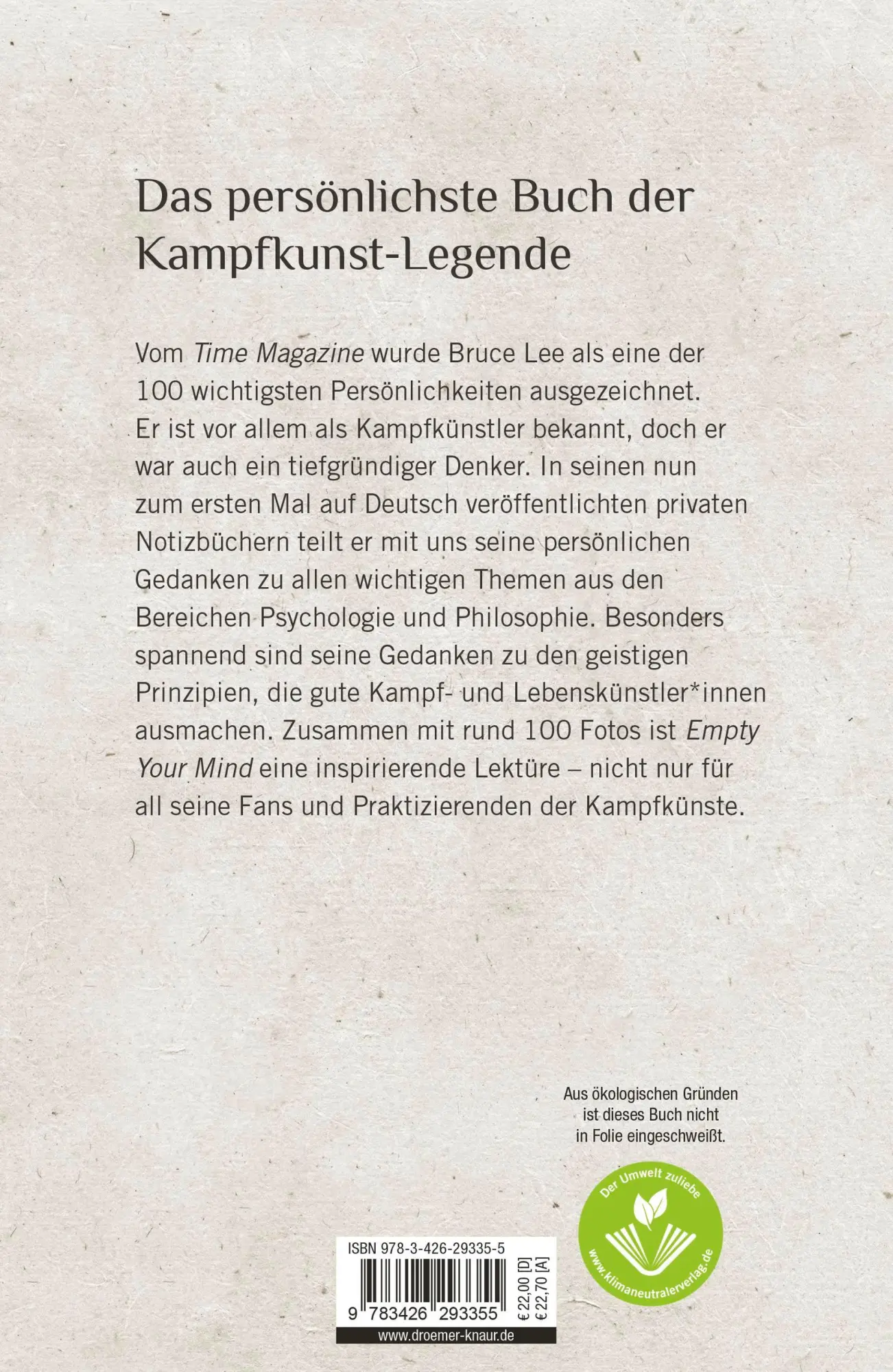 Rückseite: 9783426293355 | Empty Your Mind | Bruce Lee | Buch | 384 S. | Deutsch | 2023