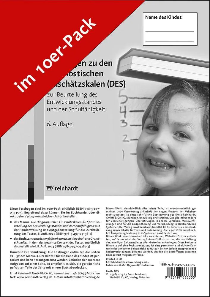 Cover: 9783497033355 | Testbogen zu den Diagnostischen Einschätzskalen (DES) zur...