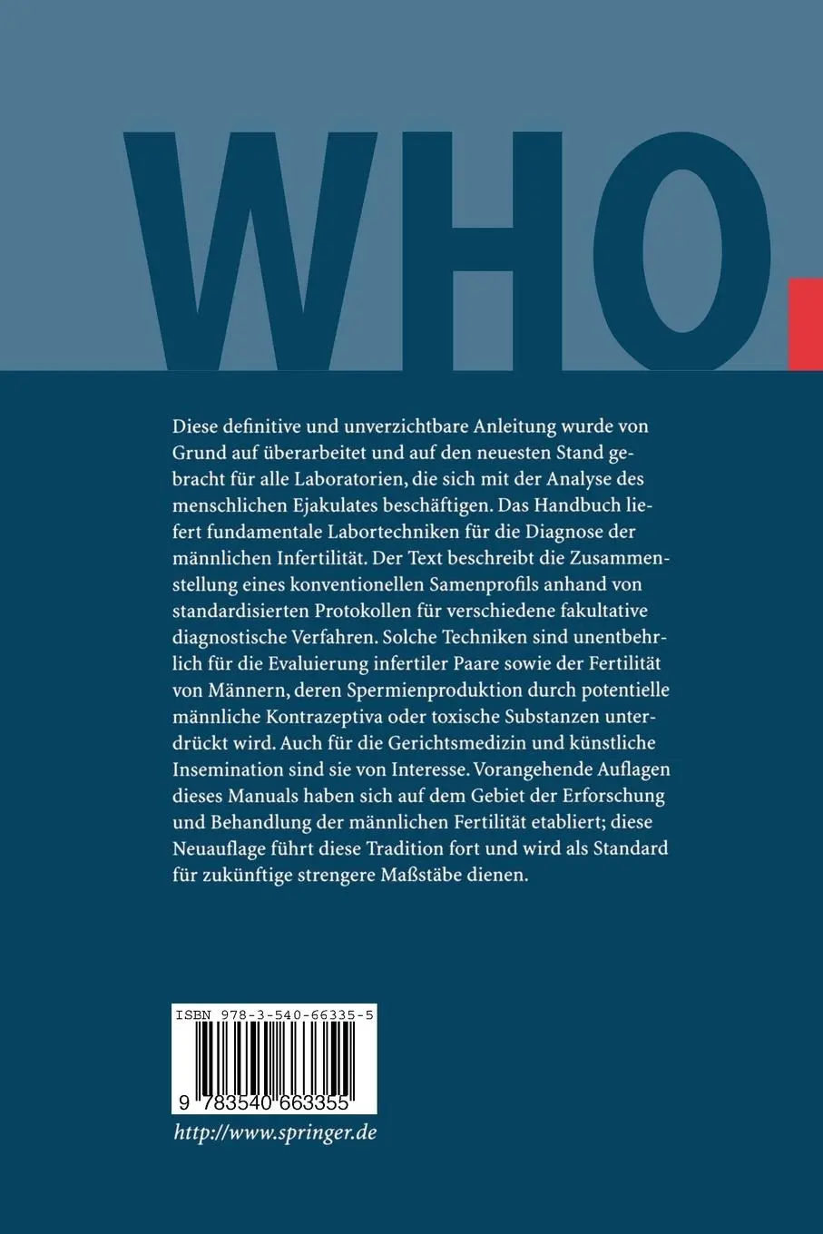 Rückseite: 9783540663355 | WHO-Laborhandbuch | Kenneth A. Loparo | Taschenbuch | xii | Deutsch