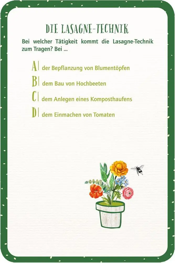Bild: 9783964553355 | Das große Garten Quiz | 120 unterhaltsame Fragen und Antworten | Vogel