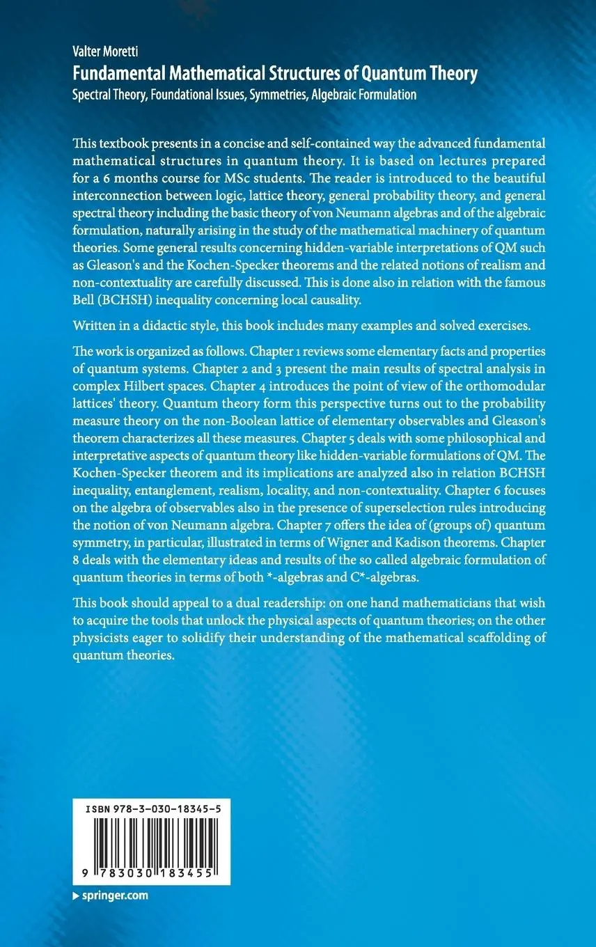 Rückseite: 9783030183455 | Fundamental Mathematical Structures of Quantum Theory | Valter Moretti