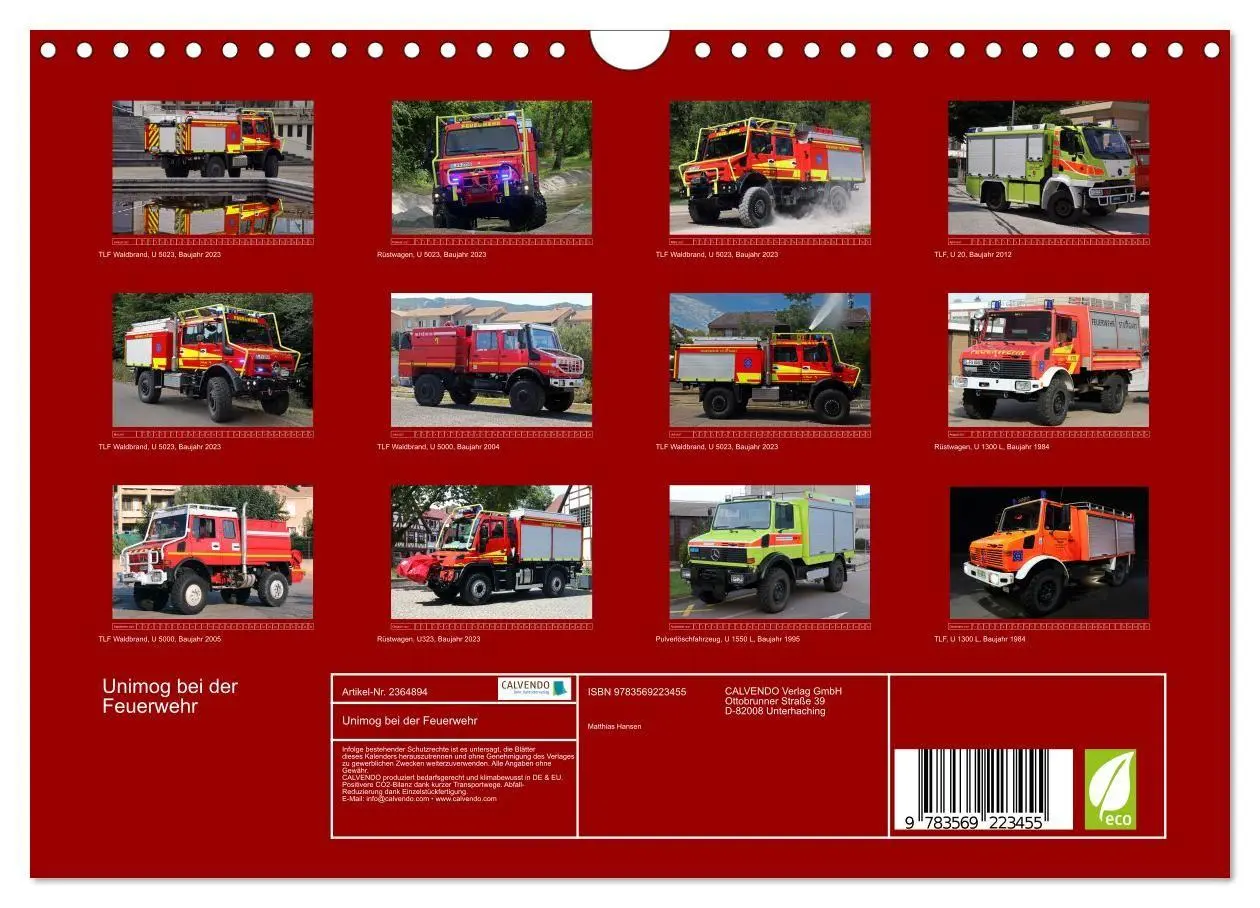 Bild: 9783569223455 | Unimog bei der Feuerwehr (Wandkalender 2027 DIN A4 quer), CALVENDO...
