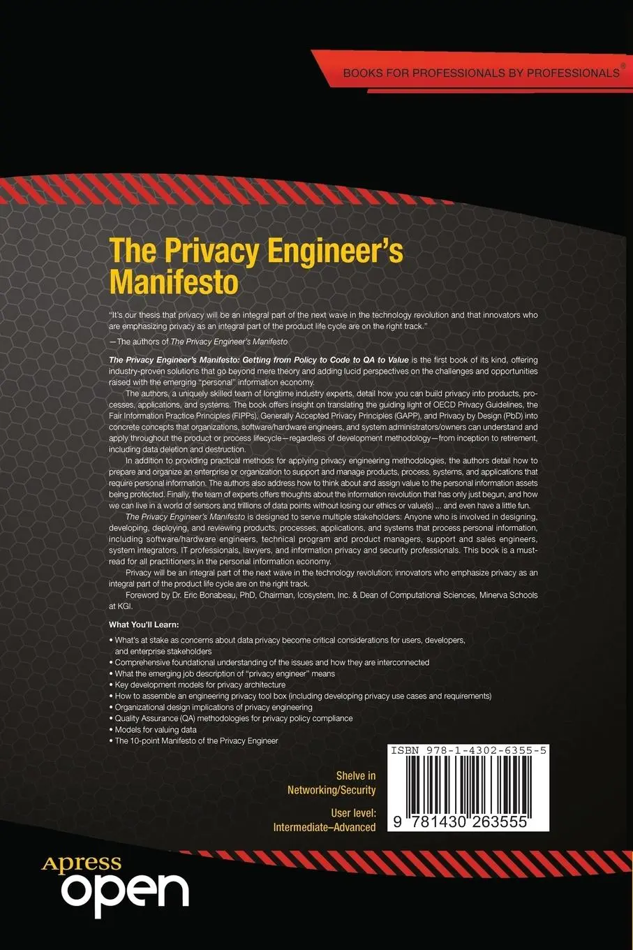 Rückseite: 9781430263555 | The Privacy Engineer's Manifesto | Michelle Dennedy (u. a.) | Buch