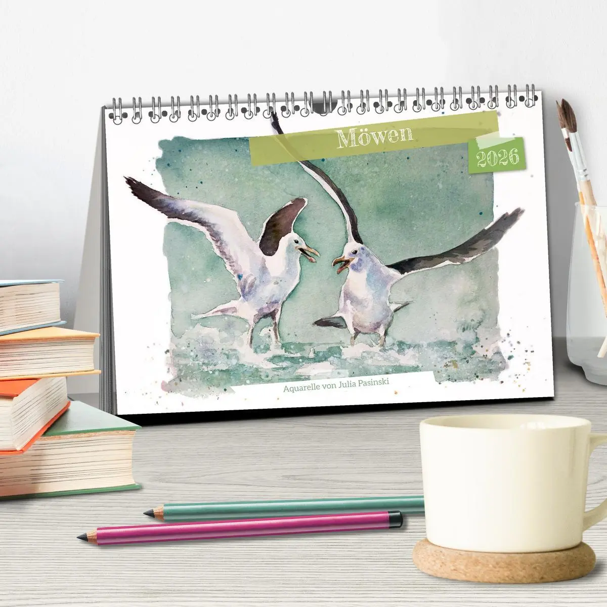 Bild: 9783457413555 | Möwen - Aquarelle von Julia Pasinski (Tischkalender 2026 DIN A5...
