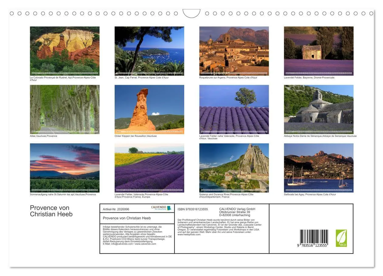 Bild: 9783516123555 | Provence von Christian Heeb (Wandkalender 2026 DIN A3 quer),...