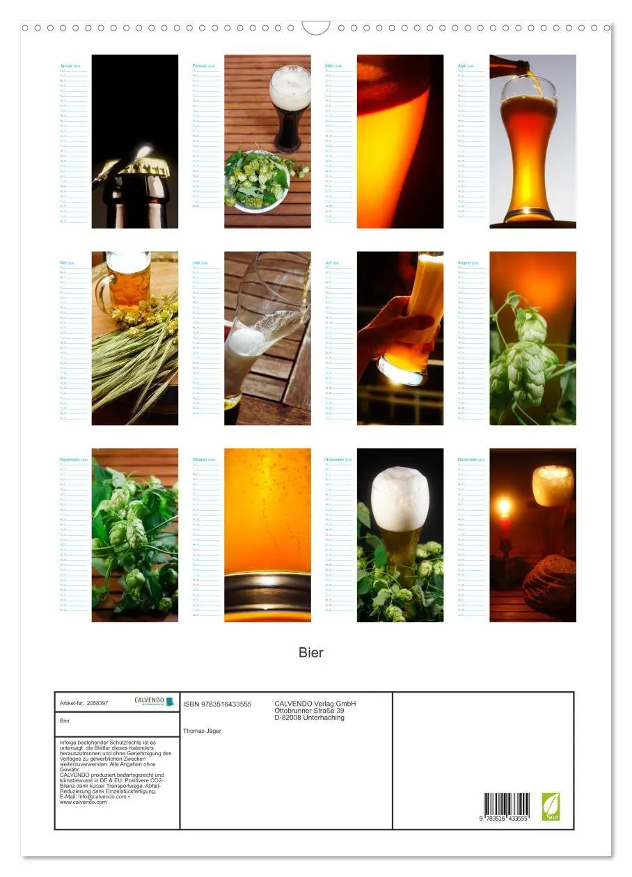 Bild: 9783516433555 | Bier (Wandkalender 2026 DIN A2 hoch), CALVENDO Monatskalender | Jäger
