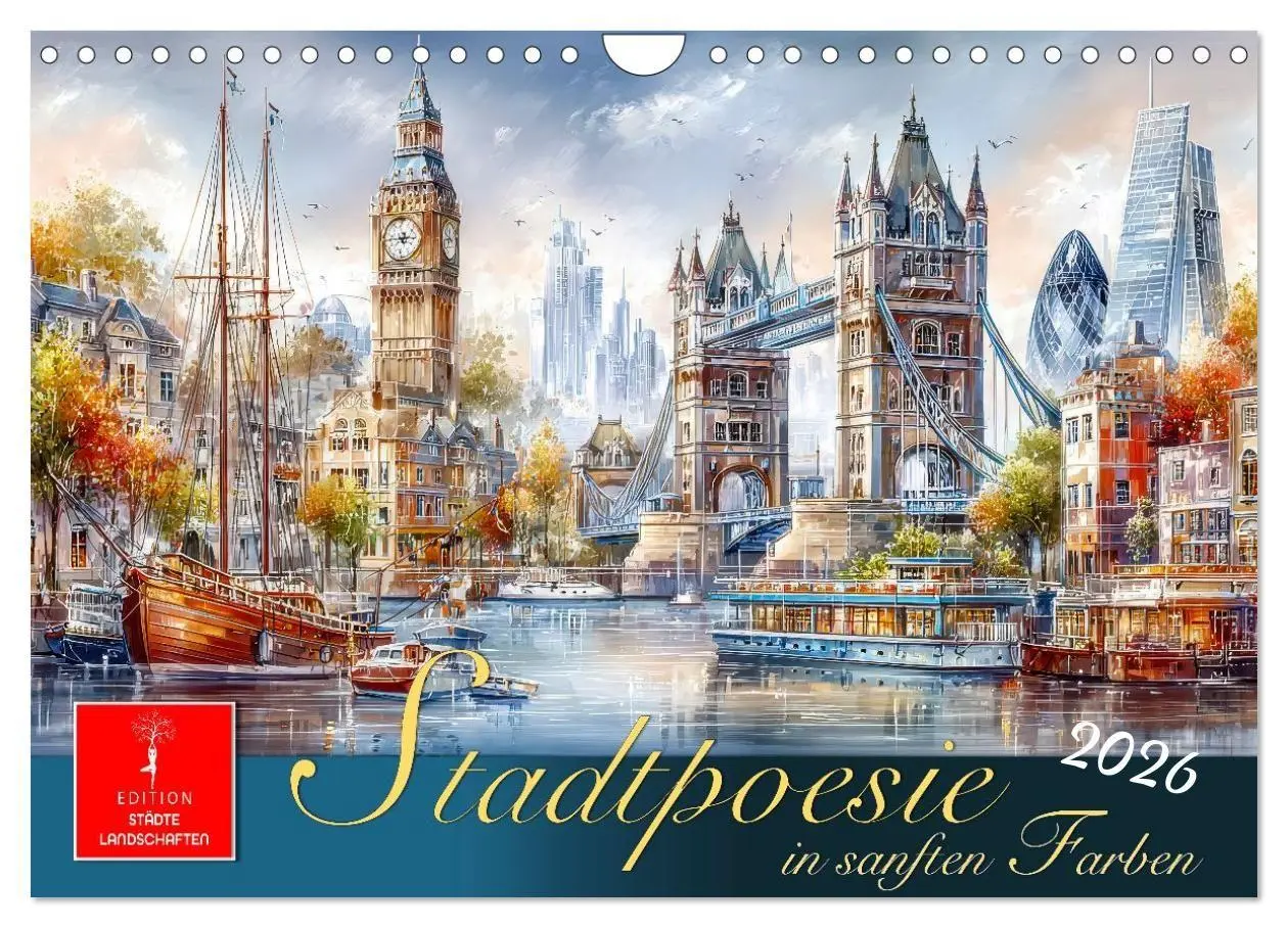 Cover: 9783516743555 | Stadtpoesie in sanften Farben (Wandkalender 2026 DIN A4 quer),...
