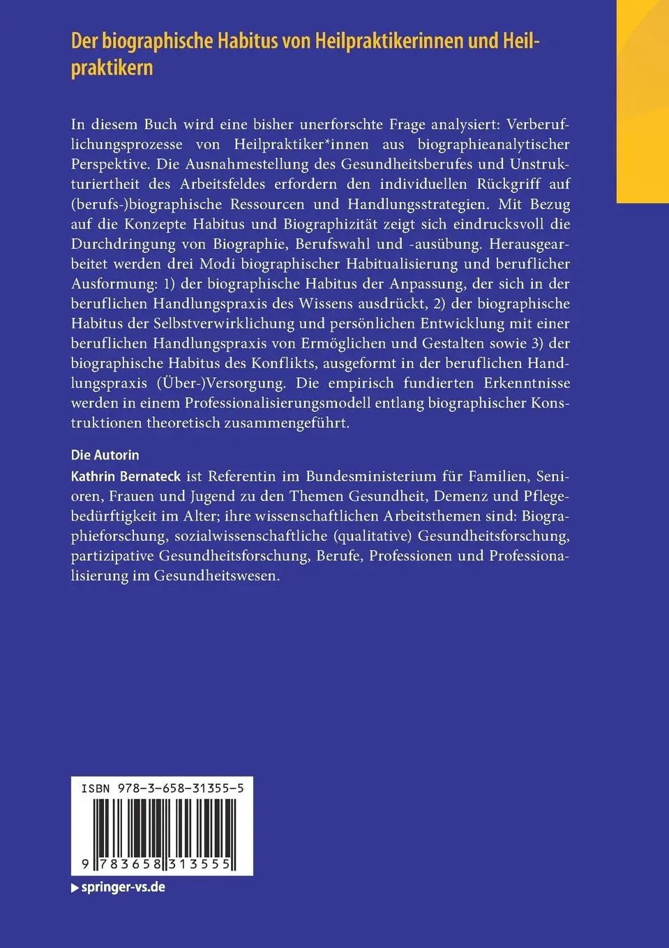 Rückseite: 9783658313555 | Der biographische Habitus von Heilpraktikerinnen und Heilpraktikern