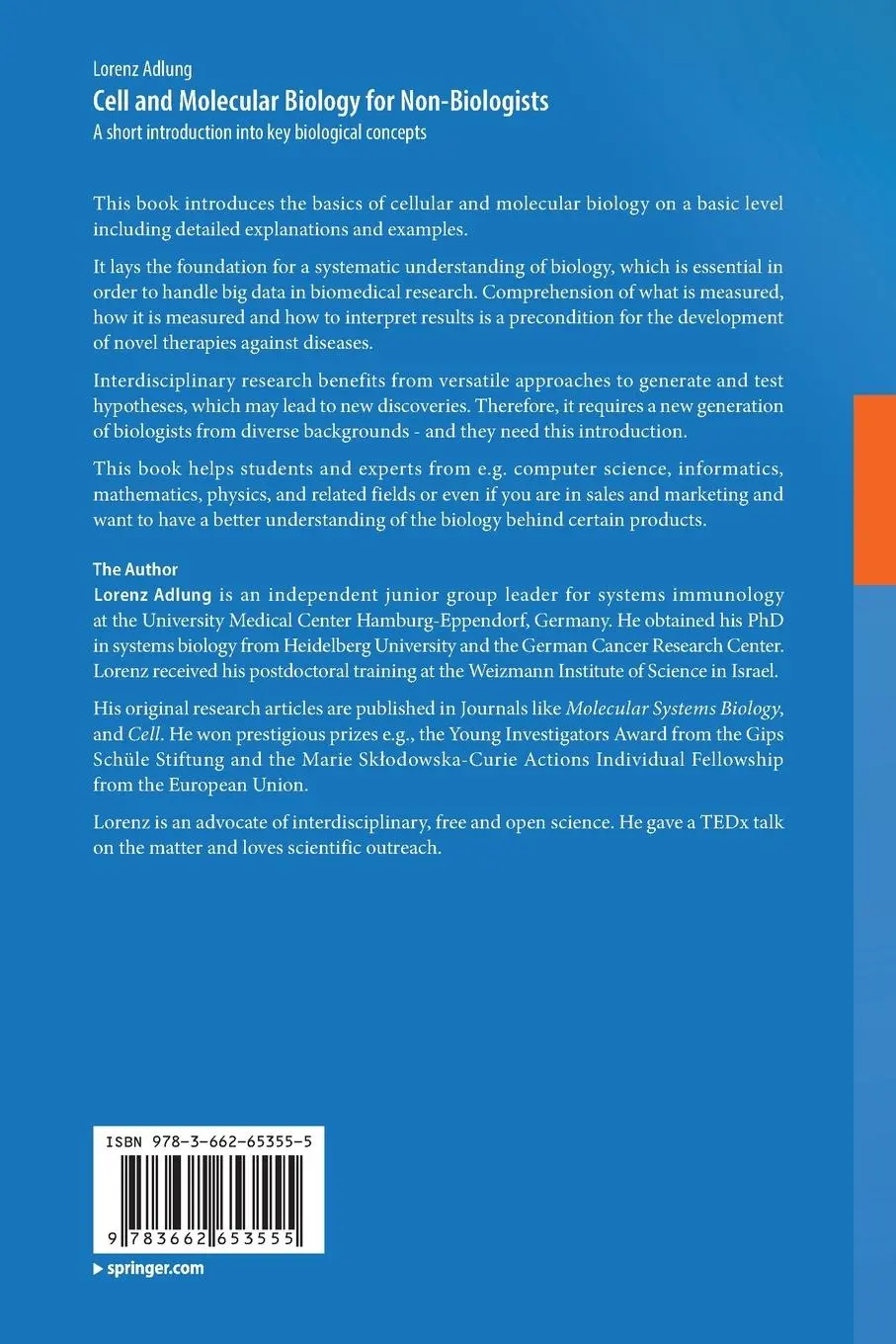 Rückseite: 9783662653555 | Cell and Molecular Biology for Non-Biologists | Lorenz Adlung | Buch