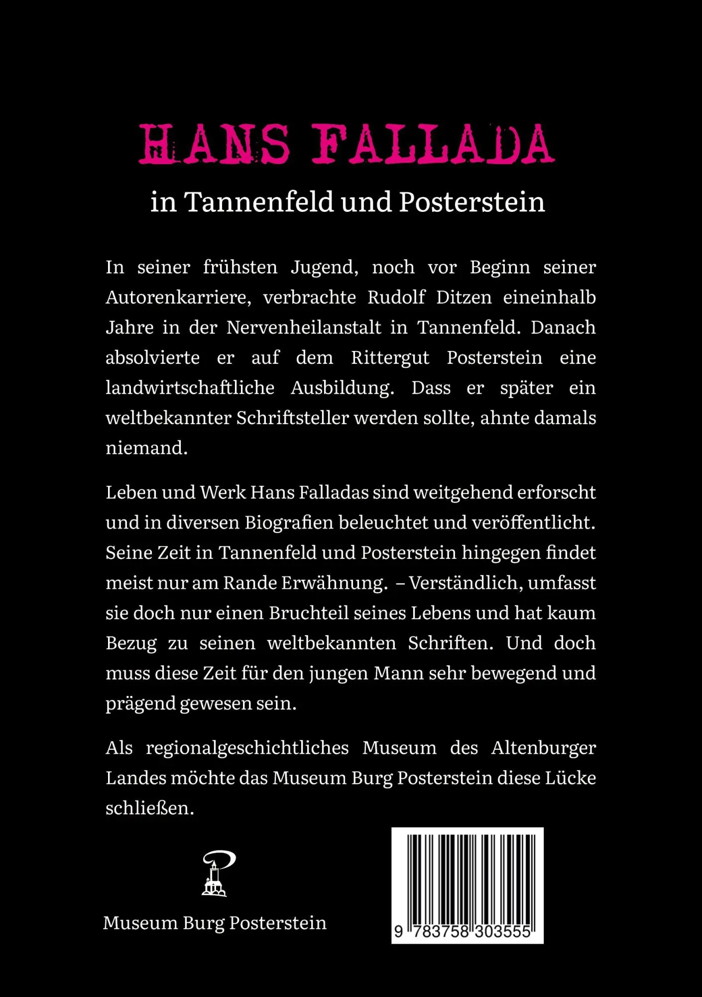 Rückseite: 9783758303555 | Hans Fallada in Tannenfeld und Posterstein | Marlene Hofmann | Buch