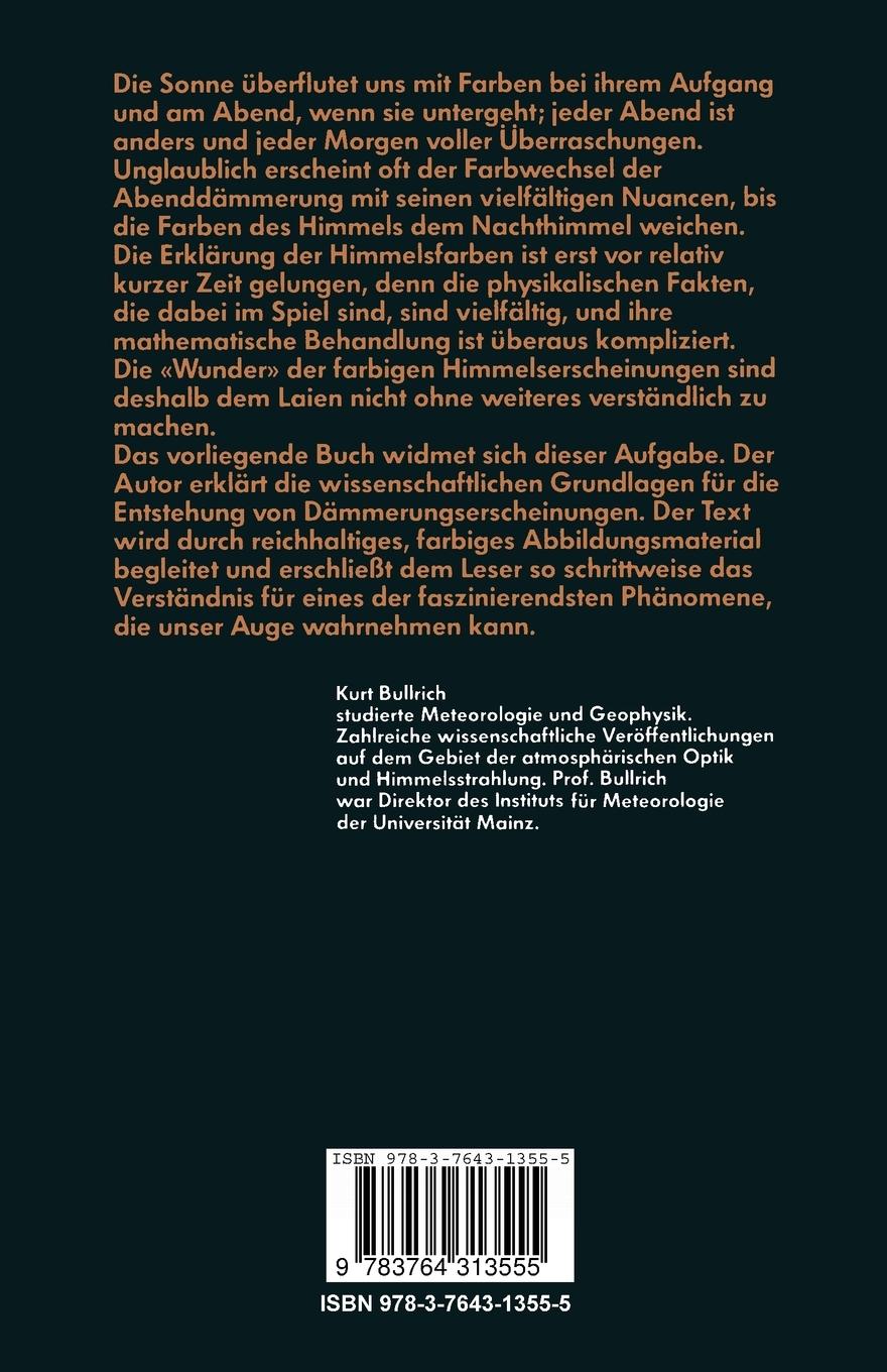 Rückseite: 9783764313555 | Die farbigen Dämmerungserscheinungen | Bullrich | Taschenbuch | 104 S.