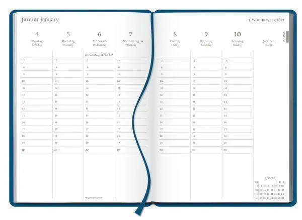 Bild: 9783819303555 | Wochenplaner Dunkelblau 2027 | Korsch Verlag | Taschenbuch | 128 S.