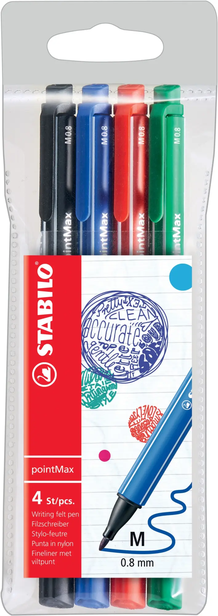 Cover: 4006381503655 | STABILO Filzstifte pointMax Standardfarben 4er Set | 488/4 | 2019