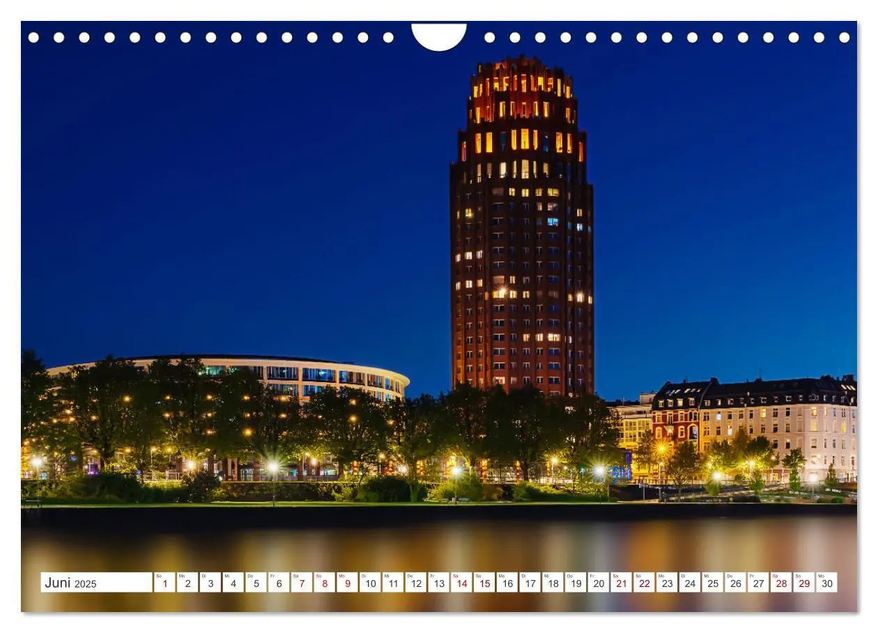 Bild: 9783383843655 | Frankfurt am Main - at night (Wandkalender 2025 DIN A4 quer),...