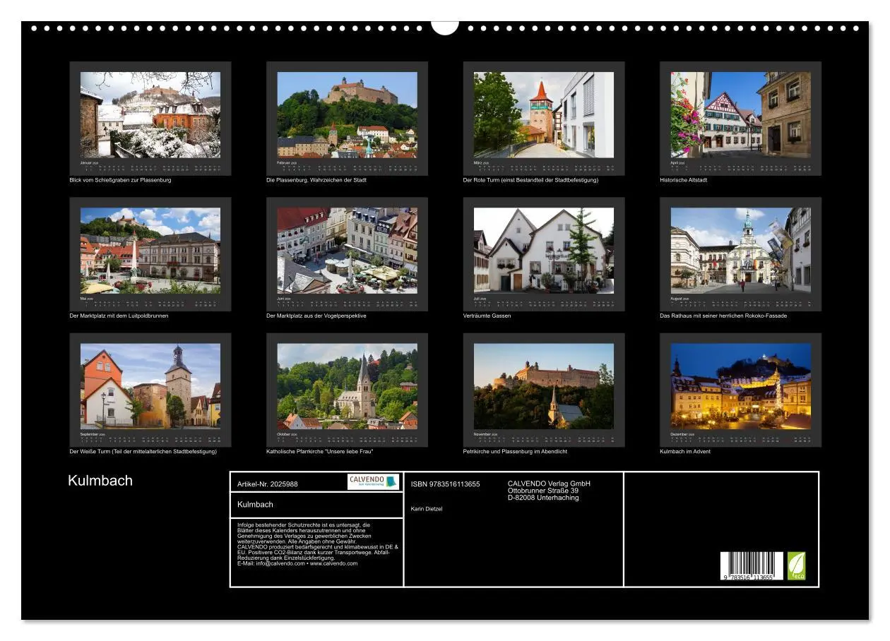 Bild: 9783516113655 | Kulmbach (Wandkalender 2026 DIN A2 quer), CALVENDO Monatskalender