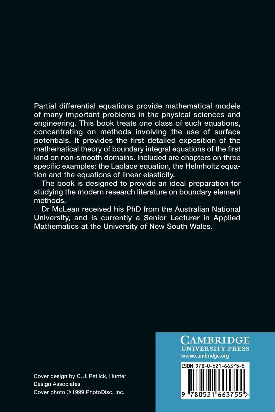 Rückseite: 9780521663755 | Strongly Elliptic Systems and Boundary Integral Equations | McLean