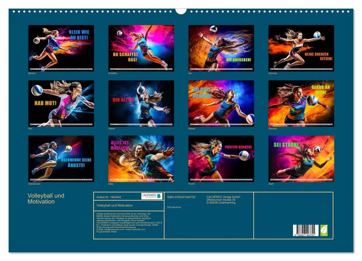 Bild: 9783457493755 | Volleyball und Motivation (Wandkalender 2026 DIN A2 quer), CALVENDO...
