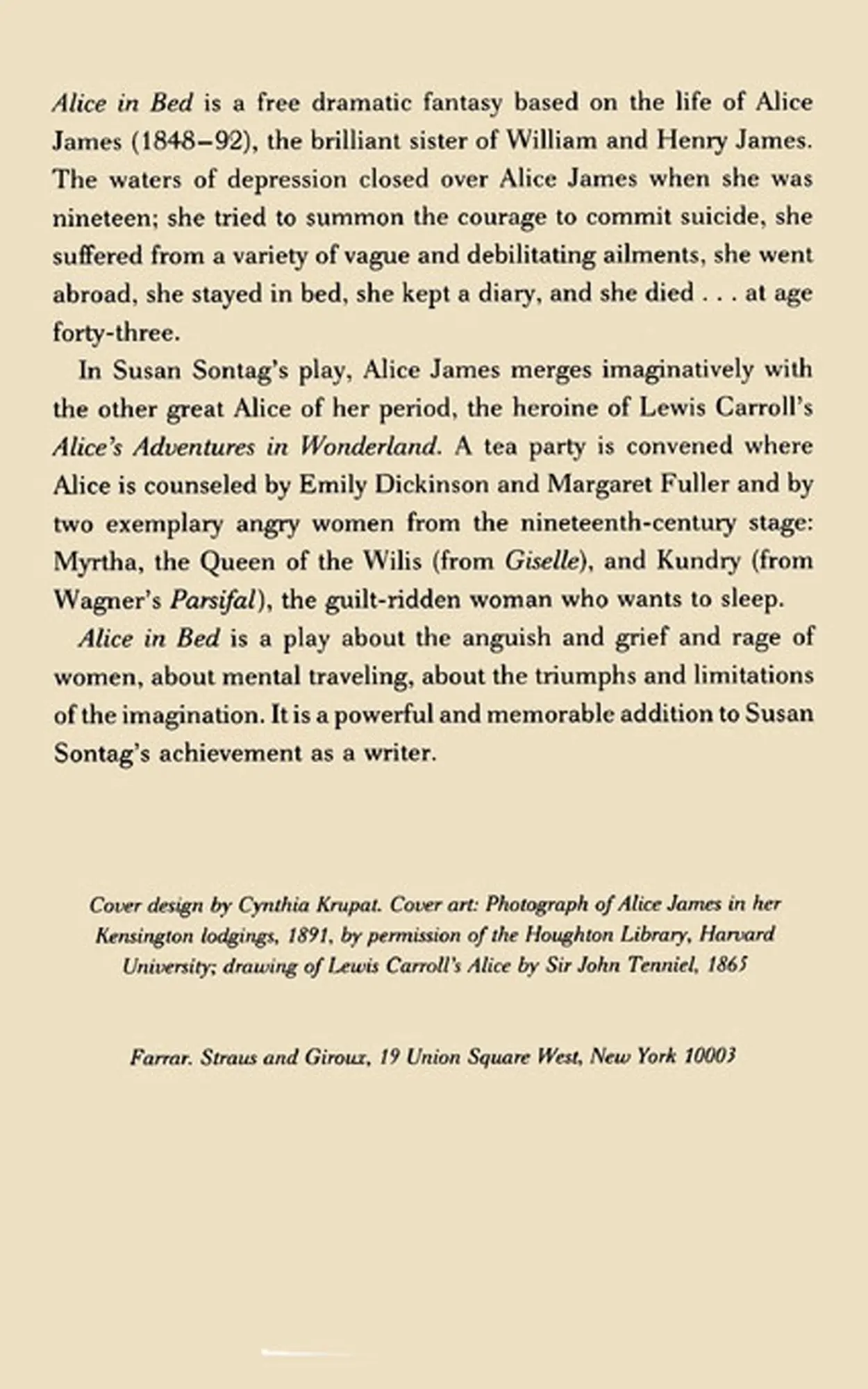 Rückseite: 9780374523855 | Alice in Bed | A Play in Eight Scenes | Susan Sontag | Taschenbuch