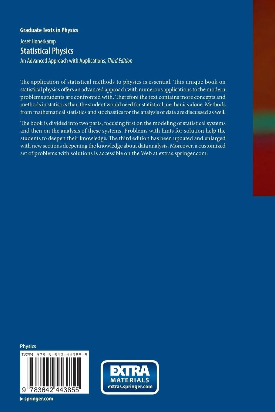 Rückseite: 9783642443855 | Statistical Physics | An Advanced Approach with Applications | Buch