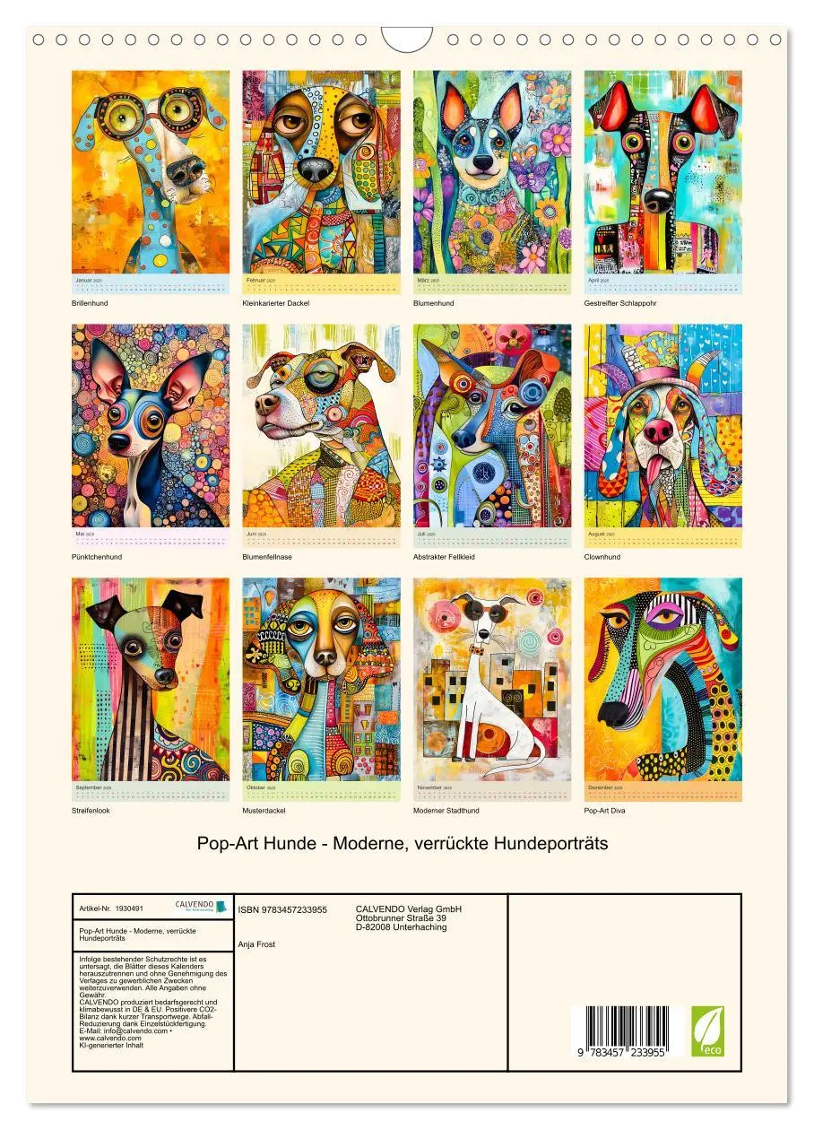 Bild: 9783457233955 | Pop-Art Hunde - Moderne, verrückte Hundeporträts (Wandkalender 2025...