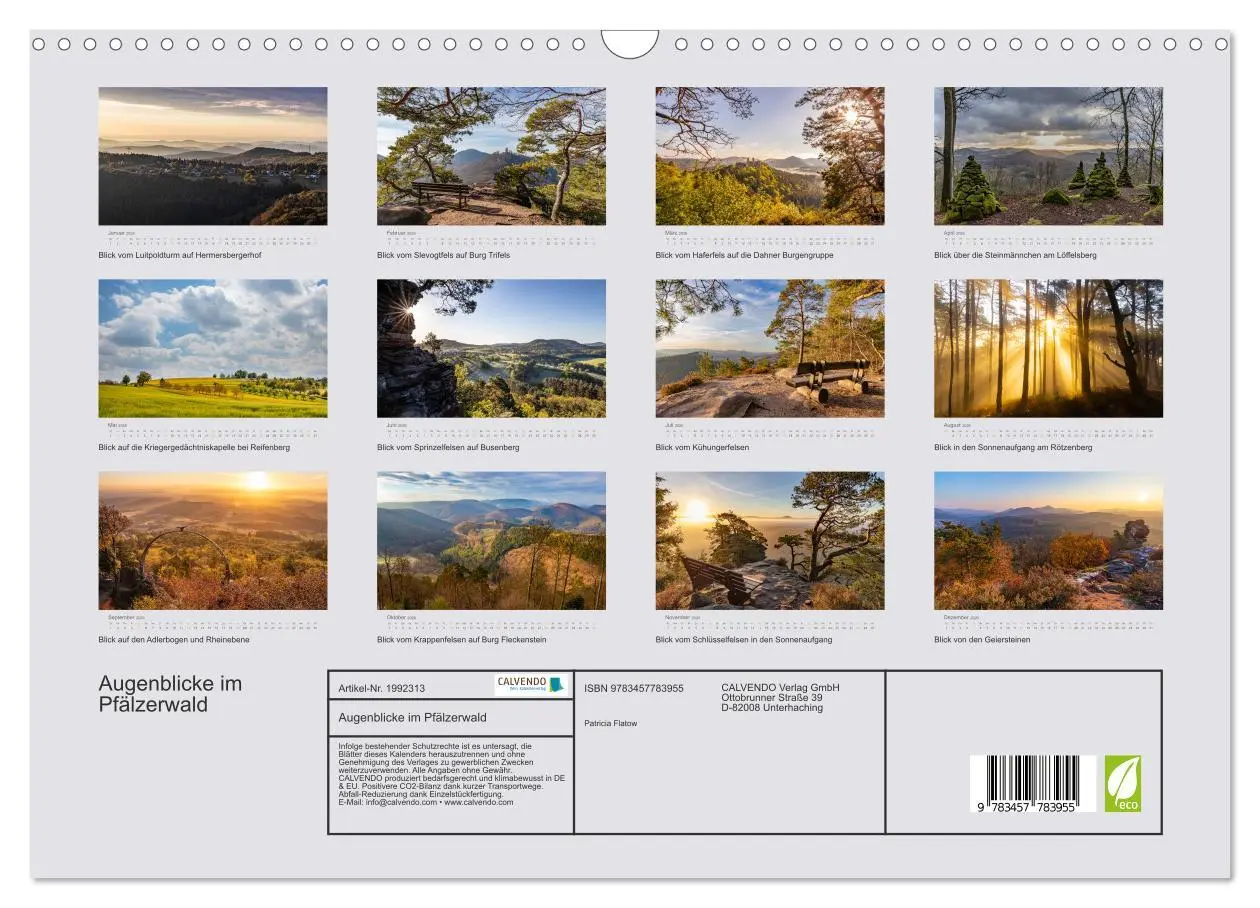 Bild: 9783457783955 | Augenblicke im Pfälzerwald (Wandkalender 2026 DIN A3 quer),...