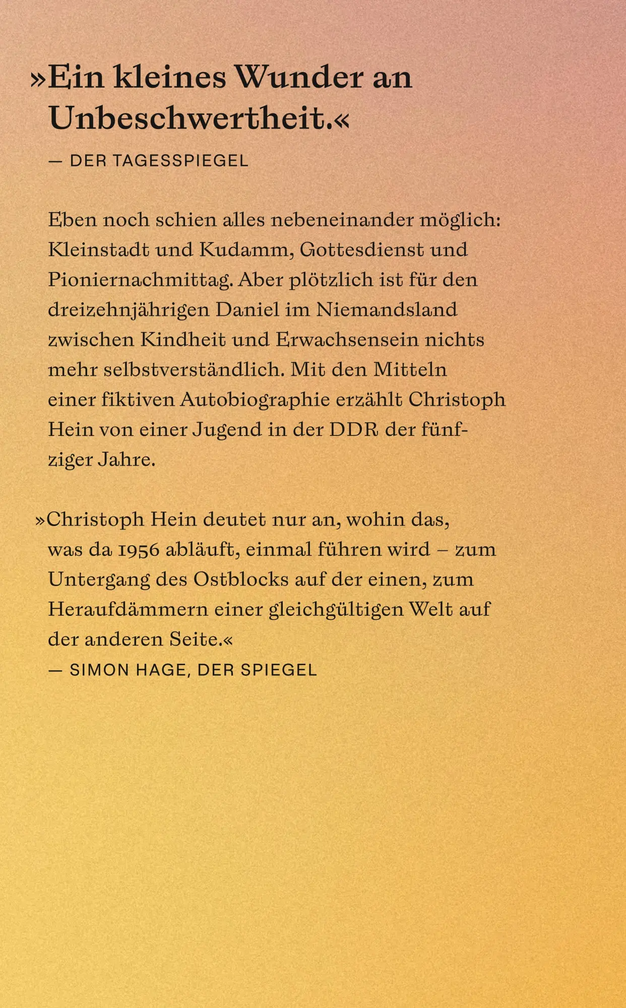 Rückseite: 9783518473955 | Von allem Anfang an | Christoph Hein | Taschenbuch | 192 S. | Deutsch