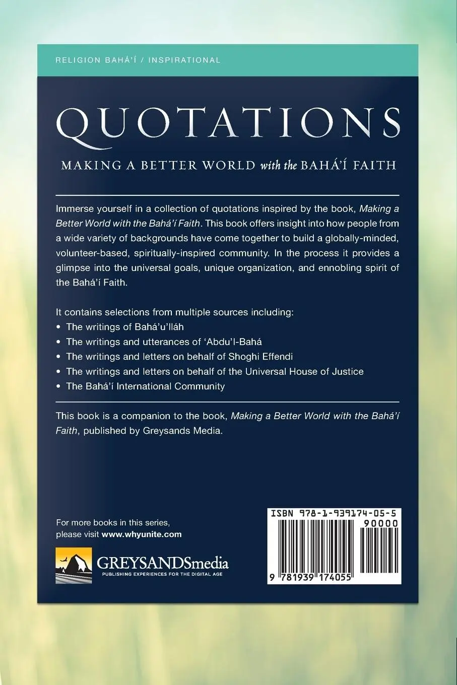 Rückseite: 9781939174055 | Quotations for Making a Better World with the Baha'i Faith | Buch