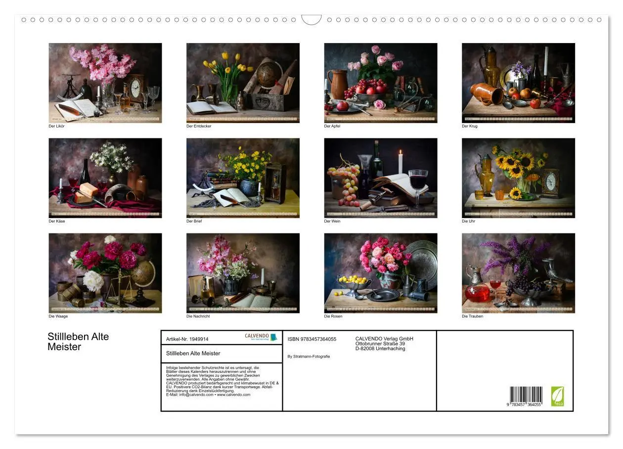 Bild: 9783457364055 | Stillleben Alte Meister (Wandkalender 2026 DIN A2 quer), CALVENDO...