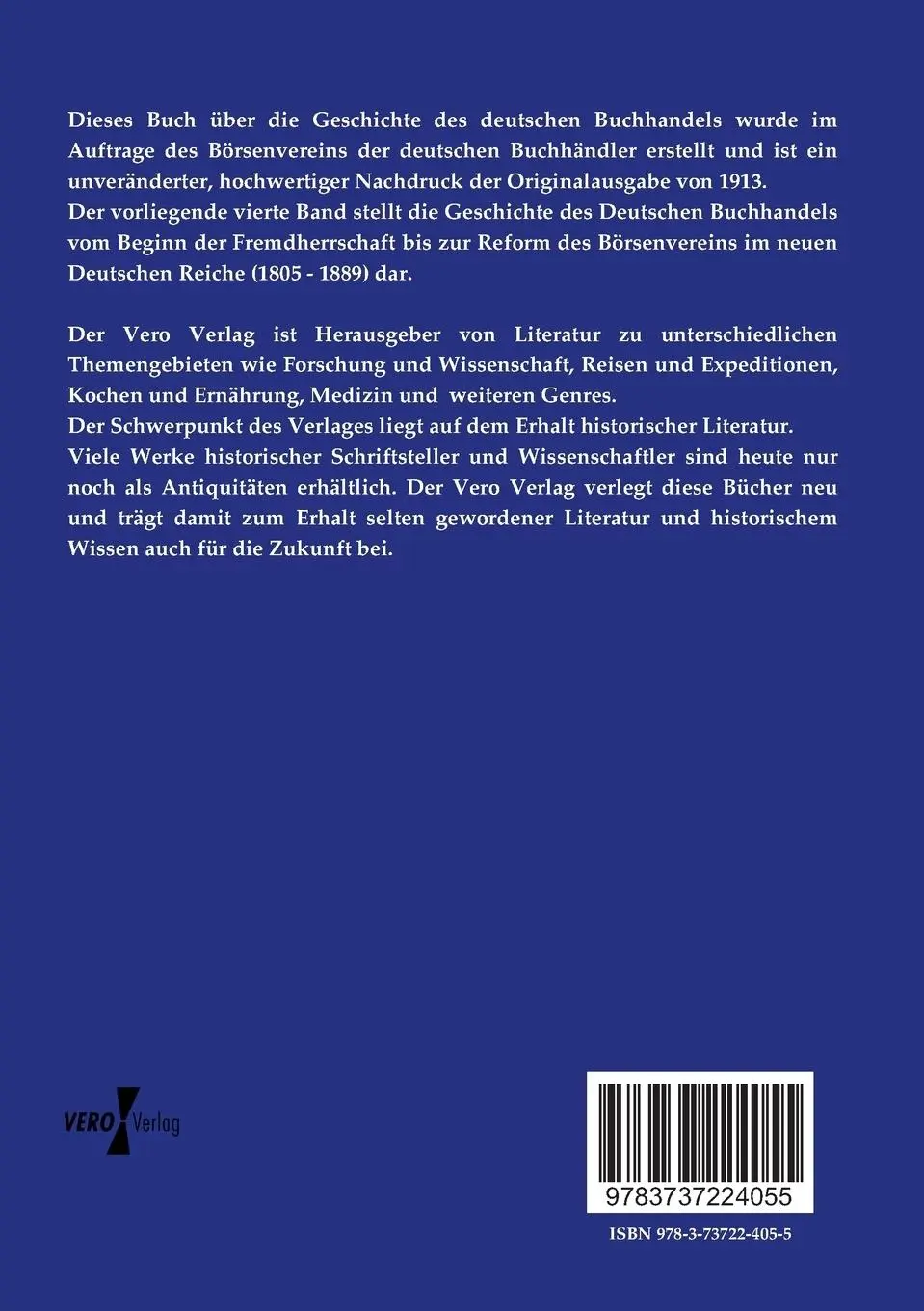 Rückseite: 9783737224055 | Geschichte des deutschen Buchhandels | Vierter Band | Kapp (u. a.)