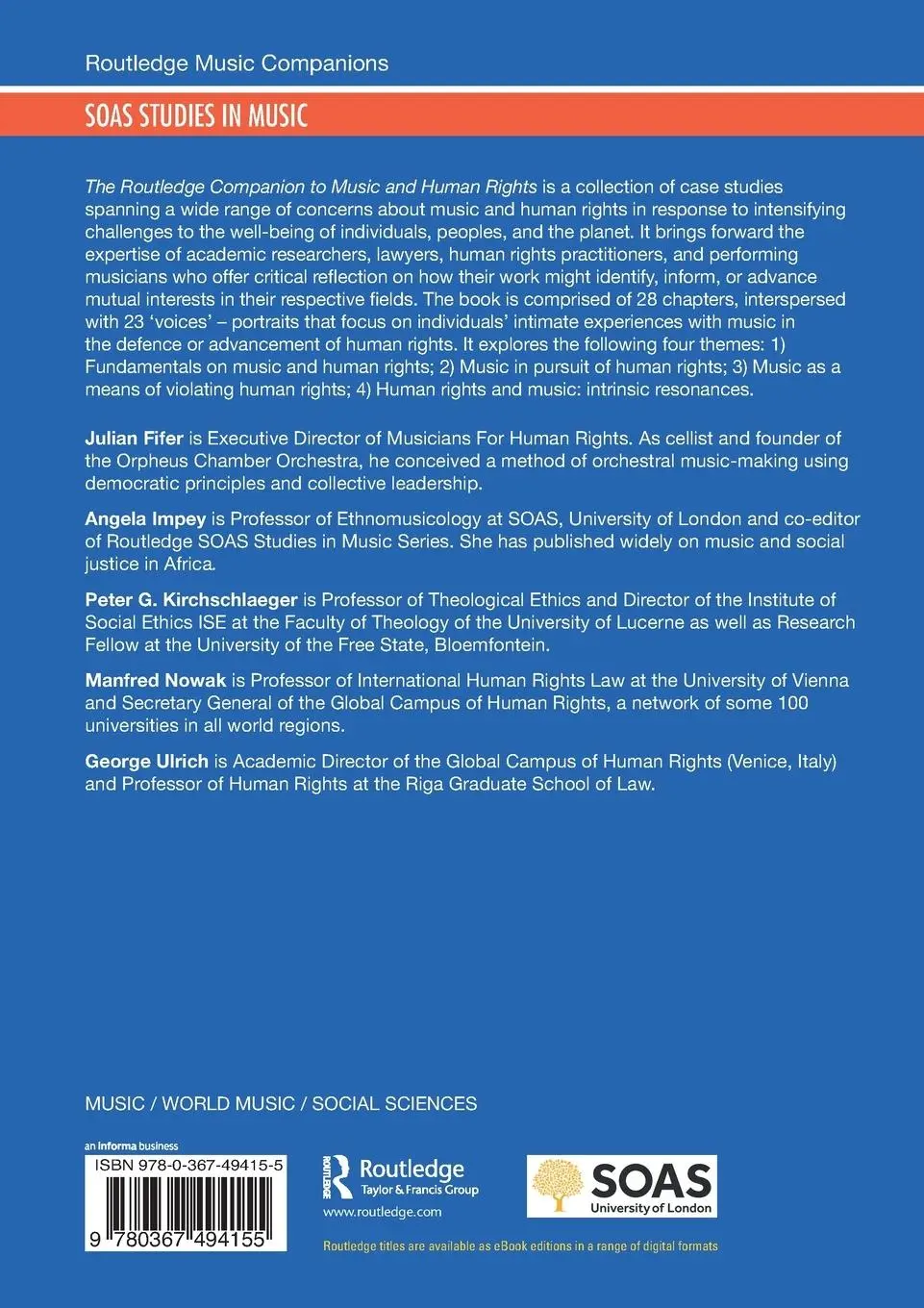 Rückseite: 9780367494155 | The Routledge Companion to Music and Human Rights | Fifer (u. a.)